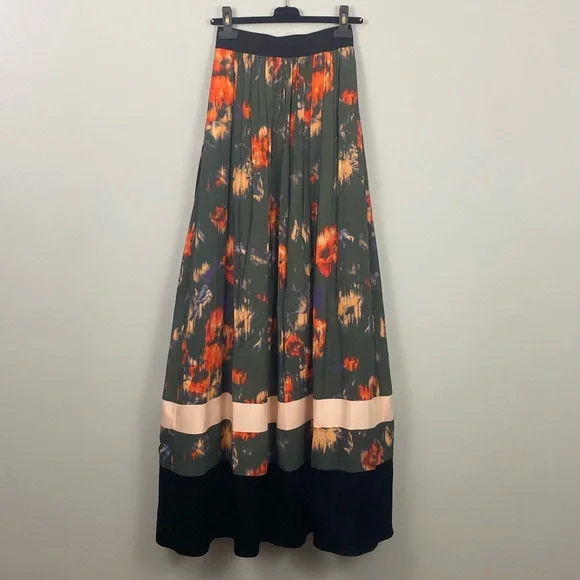 Vintage ABS 🌸 long floral abstract Maxi Skirt - Picture 1 of 9